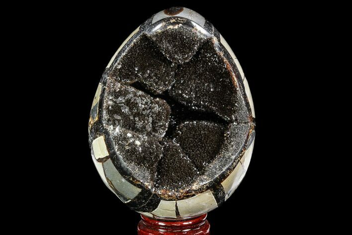Septarian Dragon Egg Geode - Black Crystals #109976